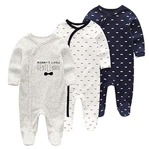 Unisex Baby 3-Pack Organic Cotton Snap Footed Sleep and Play Pajamas Long Sleeve Bodysuit