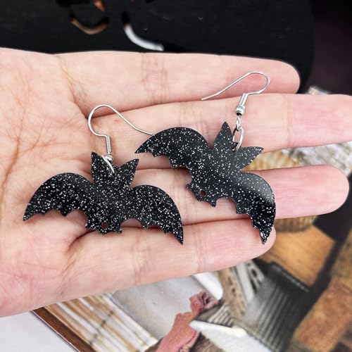 SELOVO Bat Black Acrylic Earrings Punk Gothic Fishhook Drop Dangle Earrings2