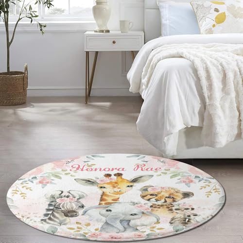 Tapete redondo personalizado de animales de safari 120 cm miniatura 4