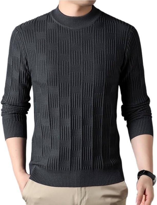 Round Neck Sweater Checkered Jacquard Casual Knit Base