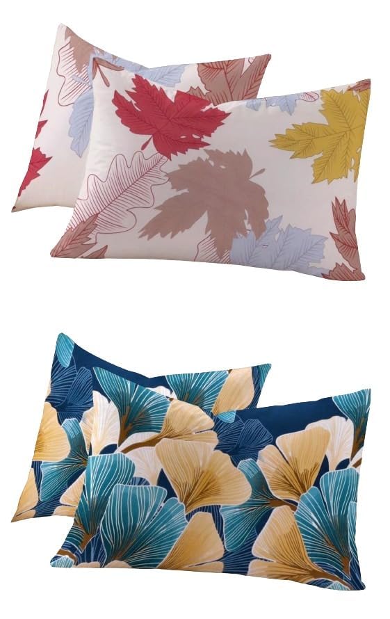 Image of RD TREND Glace Cotton Assorted Pillow Cover Set of 2 (4 Pcs) - Premium 210 TC, Standard Size 18 inchx28 inch | Soft & Breathable Floral Printed Design for Bedroom |Multi 1