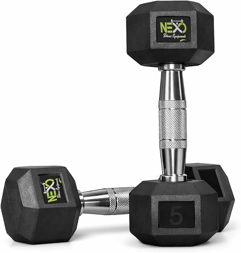 NEXO Hex Dumbbell set Rubber dumbell,exercise equipment dumbbell set 5kg for Home Gym Workout Dumbbells Weights,gym equipm...
