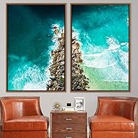 2 Piece Framed Canvas Wall Art Coastal Beach Canvas Prints Home Artwork Decoration for Living Room,Bedroom - 16