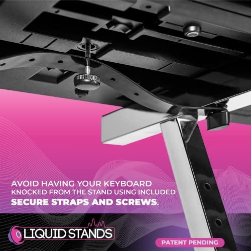 Liquid Stands Keyboard Stand W/Wheels - Z Style Adjustable & Portable Professional Heavy Duty Digital Piano Stand - Fits 54-88 Key Electric Pianos - Sturdy Rolling Musical Keyboard Stand (Chrome) #TOP4