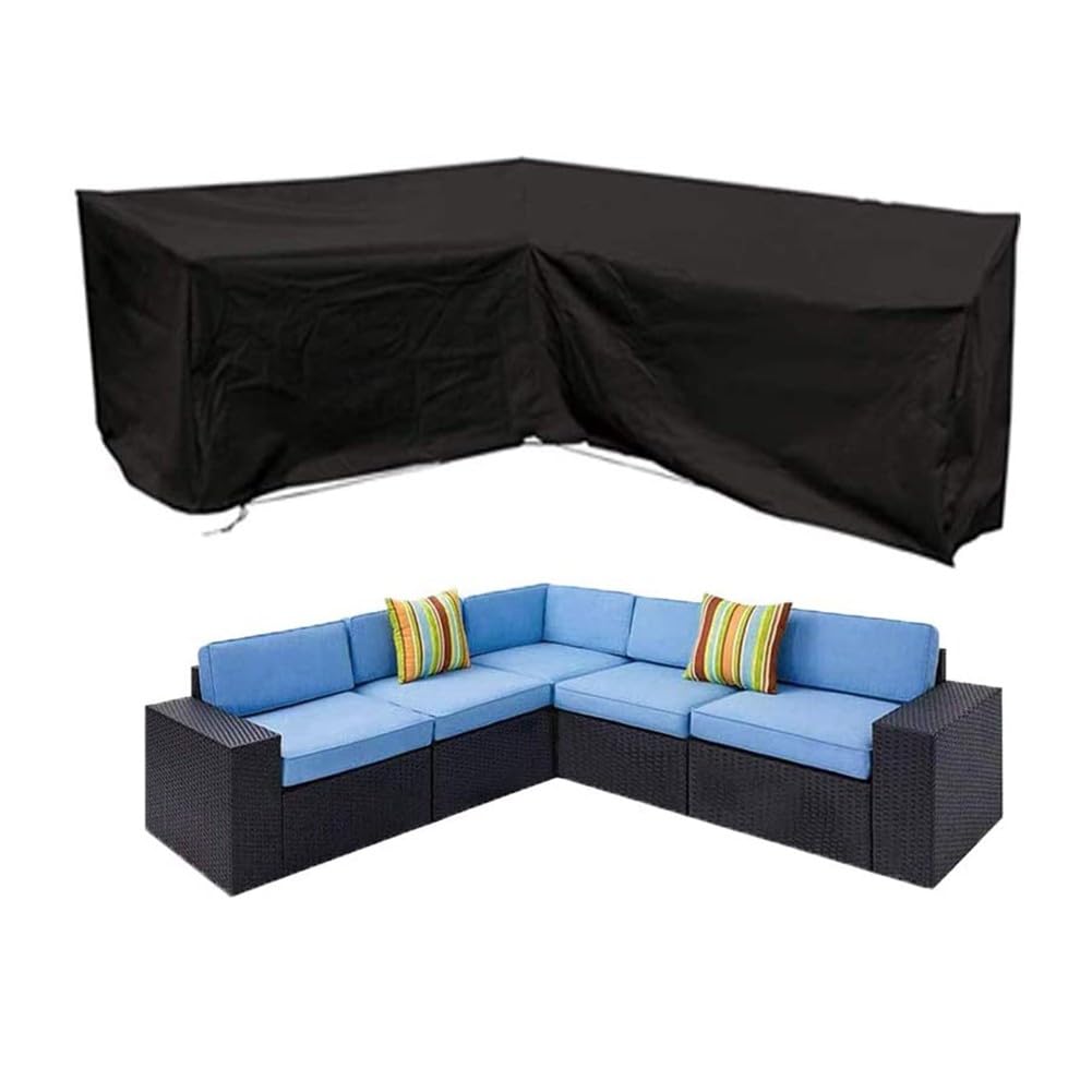 Funda Oxford 210D impermeable para muebles de jardín para sofá esquinero en forma de V con protección UV y revestimiento plateado