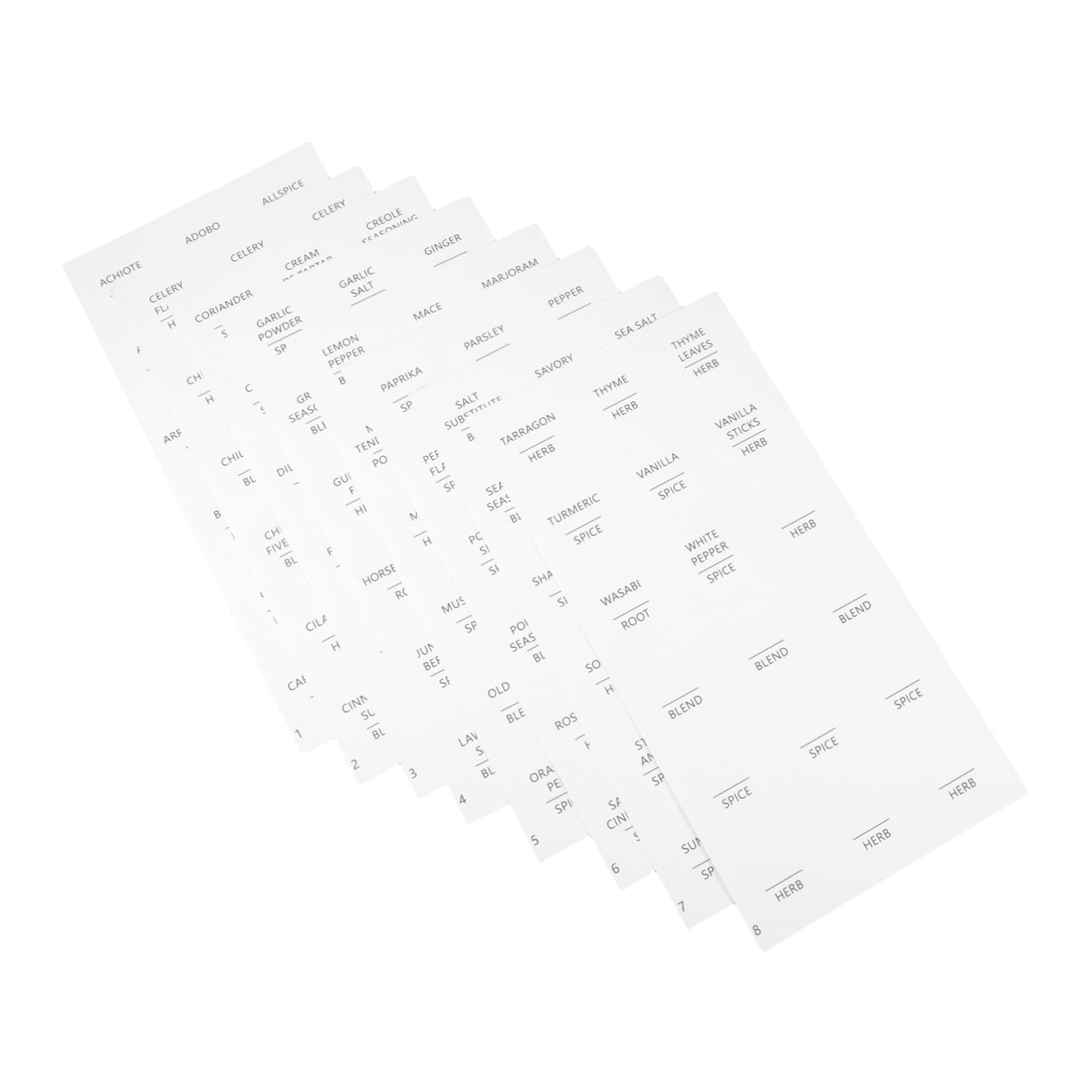 CIYODO Waterproof Seasoning Stickers Round Jar Labels Preprinted Spice Labels Minimalist Pantry Stickers Easy Apply Remove