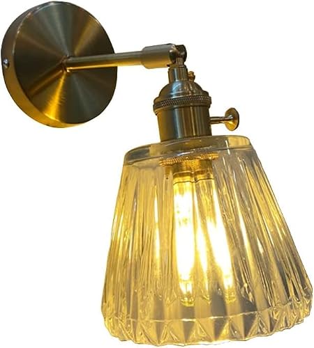 VDOQTLJT Glass Wall Sconce with on Off Switch Up Down Lighting Direction Light Fixture E27 Transparent Lamp Shade Lamps LED Chandelier Ceiling