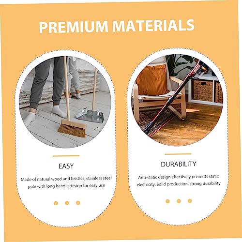 SEWOART Robuster Haushaltsbesen Besen mit Hartholzböden Borstenbesen mit Metallgriff für den Innen- und Außenbereich – Bild 4