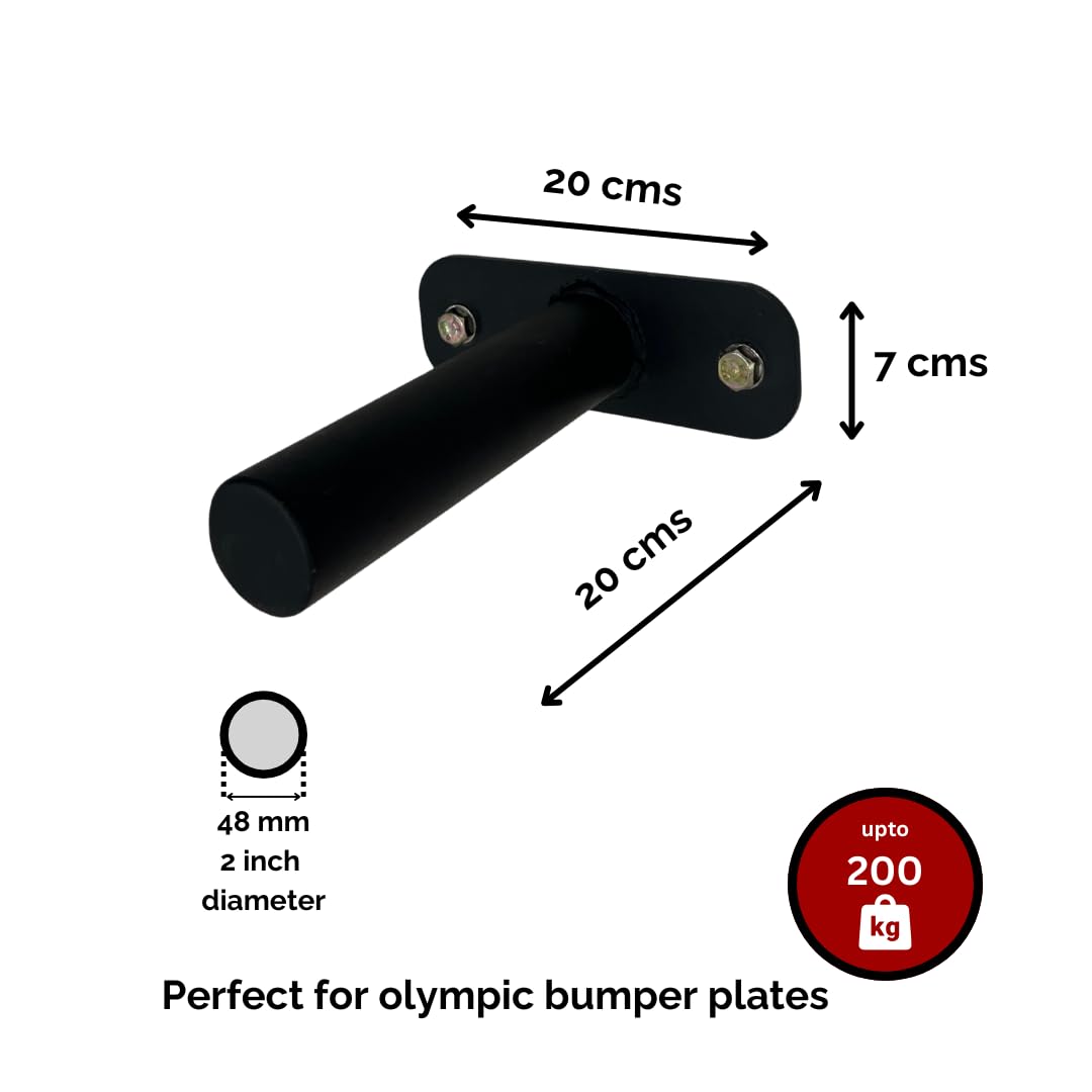 Sthenos Gym Weight Plate Wall Holder Rack (Pack of 1) – Heavy-Duty Steel Wall Mount for Olympic Weight Plates, Home Gym Organizer, Space Saving Fitness Storage Rack 4