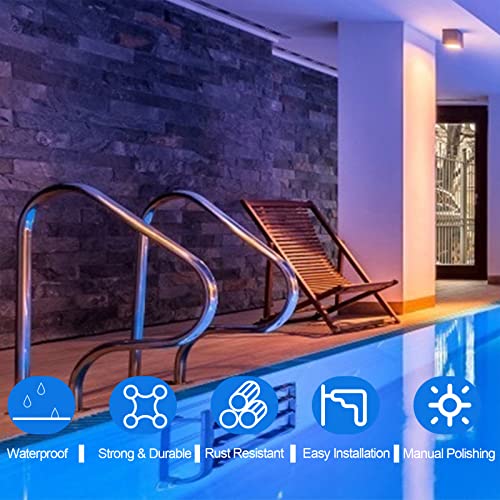 Ginchain 30X33 Pool Rail, 3 Bend Swimming Pool Hand Rail, 304 Stainless Steel Swimming Pool Stair Rail, Easy Install Pool Stair Rail With Hammer Drill & Spanner & Expansion Bolt #TOP2