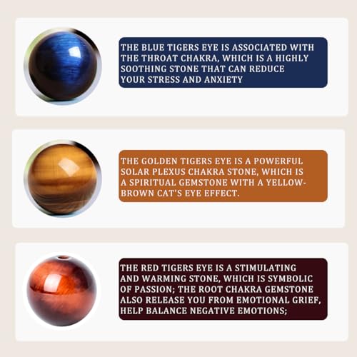 12MM Tiger Eye Bracelet for Women Men Beads | Mixed Red Gold Blue - Fits for About 8" Wrist | Triple Protection Tigers Eye Chakra Gemstones | Anxiety & Stress Relief | Absorb Negative Energy3