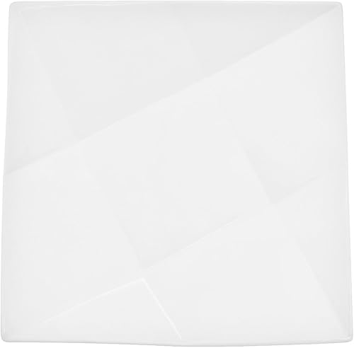 CAC China QZT-16 Crystal - Plato cuadrado de porcelana blanca de 10-12 pulgadas, caja de 12