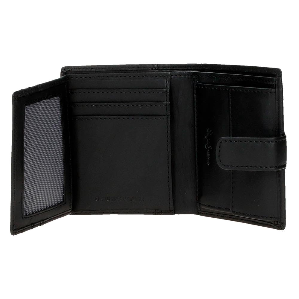 Pepe Jeans Cortland Cartera Vertical con Cierre de Clic Negro 8,5x10,5x1 cms Piel by Joumma Bags