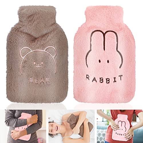 Bouillotte 2 pack, Bouillotte eau Chaude, Bouillote Chauffant pour les mains, le cou, les épaules, un cadeau d'hiver chaud pour les bébés, enfant, les adultes et les femmes Cover