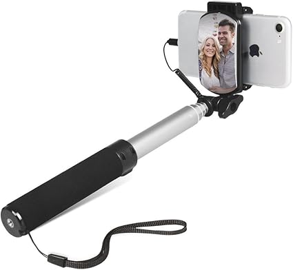 Amazon Heybeauty セルカ棒 Iphone専用自撮り棒 ミラー搭載 Iphone8 8plus Iphonex対応 有線タイプ 伸縮自在 24 5 95cm シャッターボタン付 日本語説明書付 シルバー 自撮り棒 通販