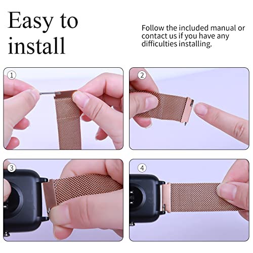 Snyeest Magnetic Bands Compatible With 19Mm Id205L Veryfitpro Smartwatch, No Buckle Design, Stainless Steel Mesh Loop Replacement Strap For Men Women For Id205L, Id205G Id205 Id205U Id205S, Black #TOP6