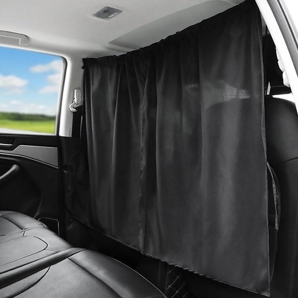 YANGUN Cortinas Divisorias de Coche, 138 * 82 cm Parasol Separador Interior de Coche con 2 Ganchos, Cortina de Privacidad para Coche para Viaje, Siesta, Noche, Camping(Negro)