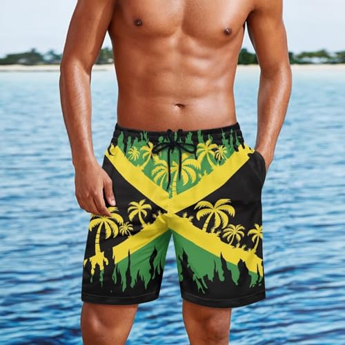 Jamaican Flag Clothes,Jamaican Flag Shorts,Jamaican Clothes,Jamaica Beach Shorts,Swim Shorts Men,Jamaica Coconut Tree Print 3X-Large3