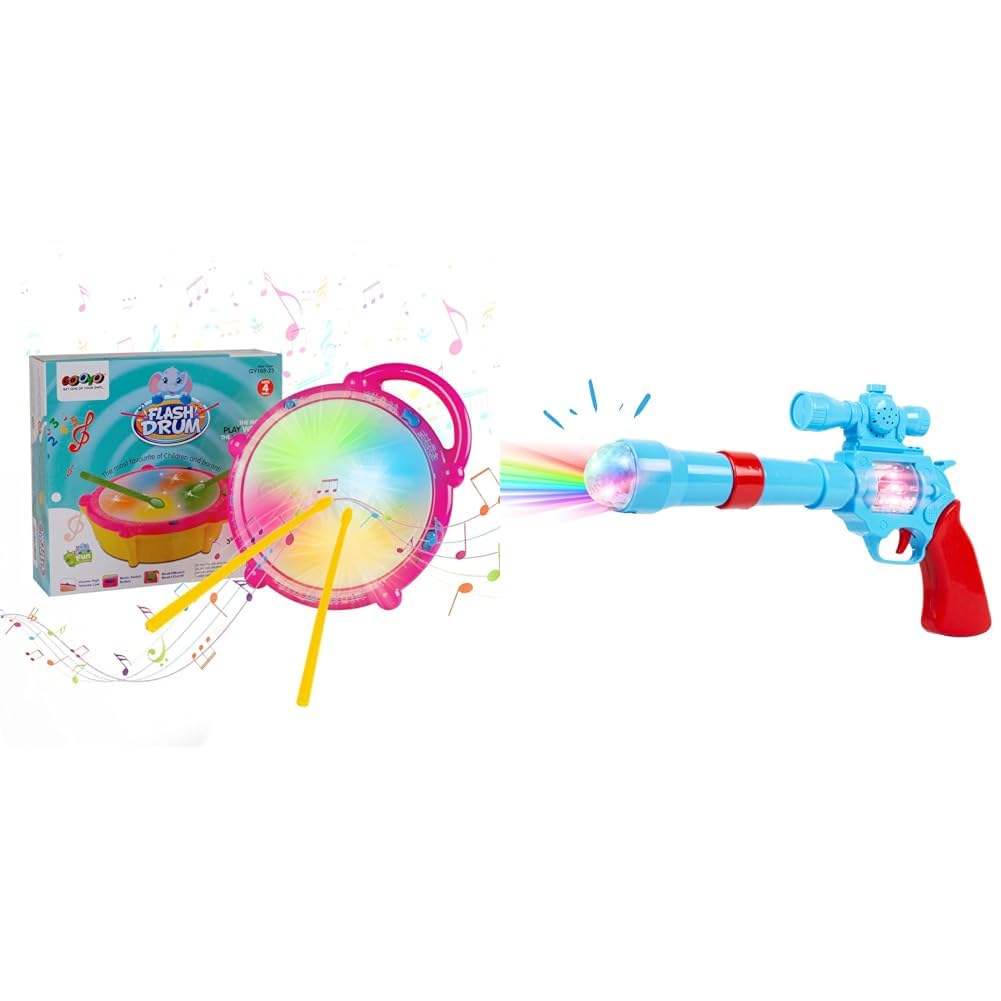 Gooyo GY168-23 Battery Operated 3D Flash Drum Toy with Flash Light & Music Effects | Dynamic Musial,Gooyo GY938 Battery Operated 3D Projection Strike Toy Gun with Vibrant Light & Sound Effects for Ki-image-25
