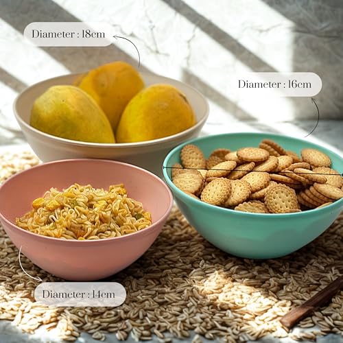 Image of Happy Cove Solid Serving Bowl Set | Durable, Microwave Safe, Dishwasher Safe and Fridge Safe, Lightweight Unbreakable Bowl Set | for Hot & Cold Serving (Set of 9, Multicolor)