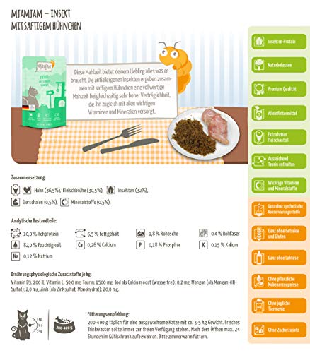 MjAMjAM - Premium Nassfutter für Katzen - Quetschie - Insekt mit saftigem Hühnchen, 12er Pack (12 x 125g), nachhaltig und getreidefrei, mit Insektenprotein
