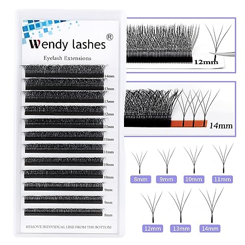 W Lash Extensions 4D Premade Fans Volume Lashes Mix8-14 0.07mm C Curl W-Shaped Lashes Refine the Roots of the Lashes and Extend 3 Tips Eyelash Extensions(4DW-0.07-C-814) - Image 3