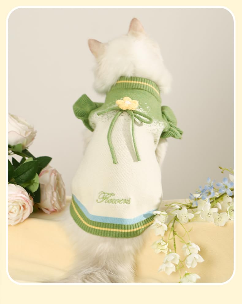 Suéter vestido flores para perro pequeño verde XS miniatura 6