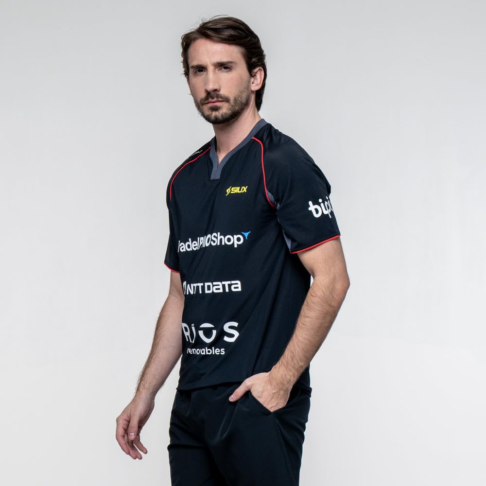 SIUX - Camiseta Electra x Stupa 26 A Hombre Negra - Camiseta de Pádel y Tenis para Hombre, Ropa Deportiva Oficial Franco Stupaczuk para Entrenamiento, Running y Pickleball