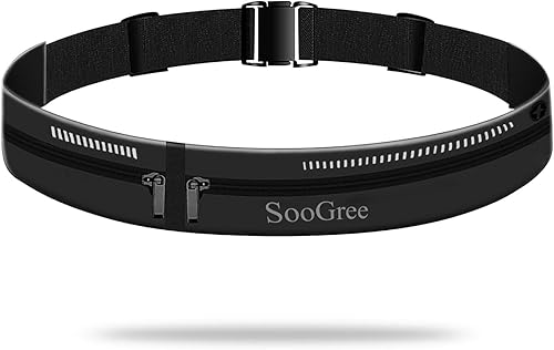 Cinturón deportivo para correr al aire libre, doble bolsa, a prueba de sudor, reflectante, delgada, para senderismo, viajes, ciclismo,