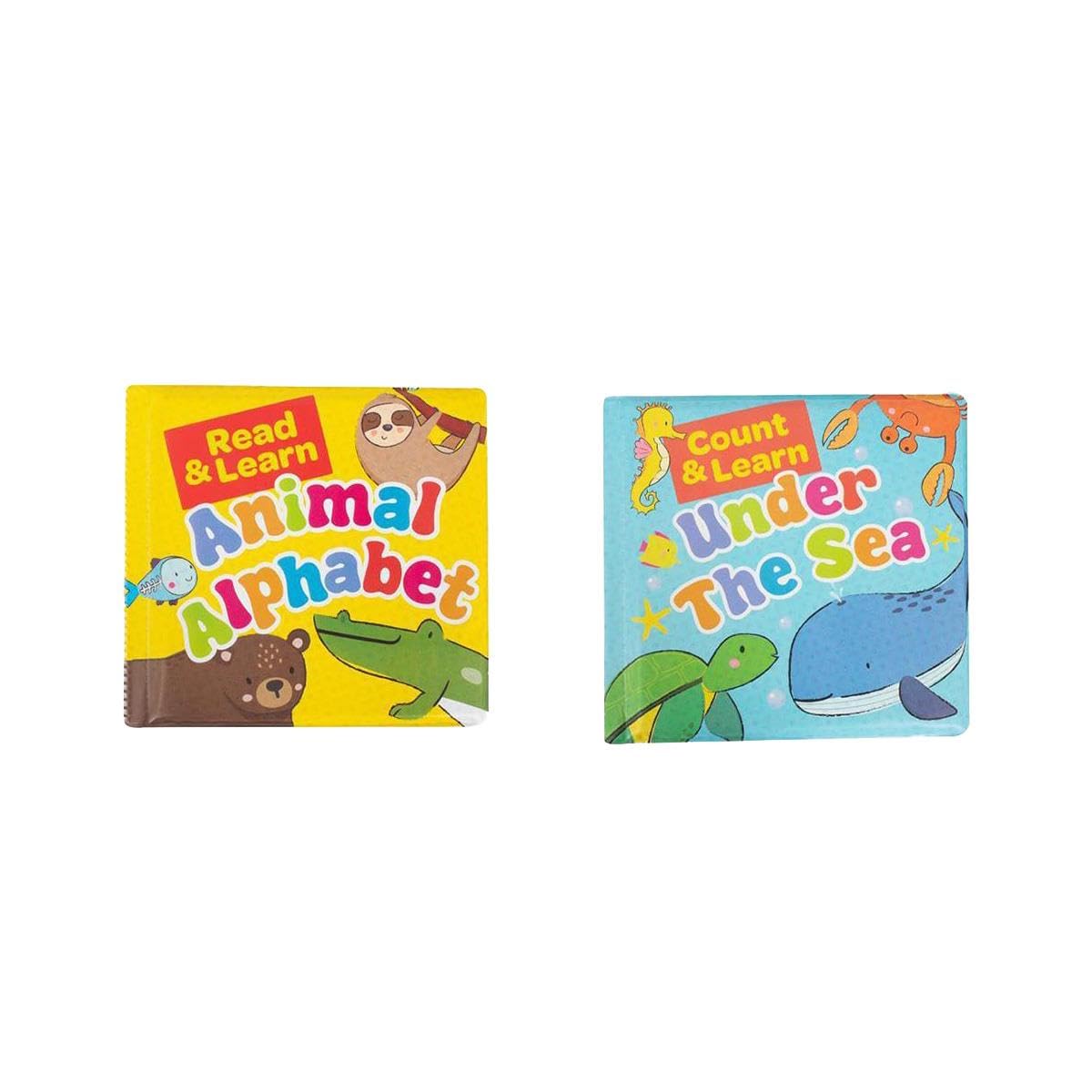 Pack of 2 Baby Bath Books Educational Number Letters Stimulating Sensory Interactive Sea Life Animals