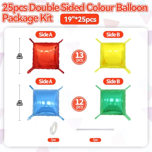 Image of Red Yellow Blue and Green Double Sided Square Foil Balloons Wall,19 Inches Pink Metallic Foil Balloons Tunnel Arch Kit for Girls Bachelorette,Wedding,Anniversary,Birthday Party Background Decoration