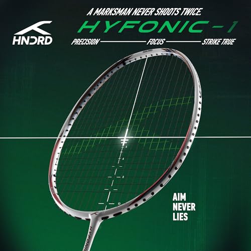 Image of Hundred Hyfonic 1 Badminton Racket (Strung) | Graphite Frame | Precision Control Racket | Balanced Feel for Accurate Shots | Max Tension 30 lbs | Full Cover Included