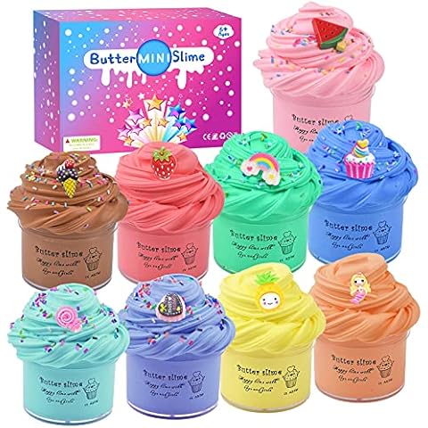 Fluffy Butter Slime Kit 9 Pack, Slime Party Favors with Cute Charms, Bulk Mini Slime Putty Toy for Girls Boys, Soft and Non-Sticky for Tactile Stimulation, Prize, Goodie Packs Stuffers for Kids Cover