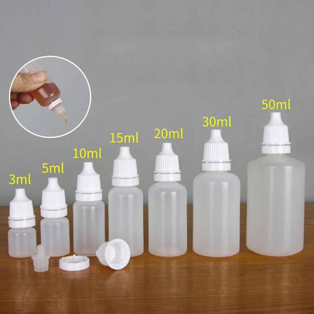 24 Pz 50ml Vuoto di plastica collirio Bottiglia/flacone contagocce/Bottiglie di scarico - con anello di tenuta - Contenitore di flaconi per cosmetici - Ottimo per confezione da viaggio