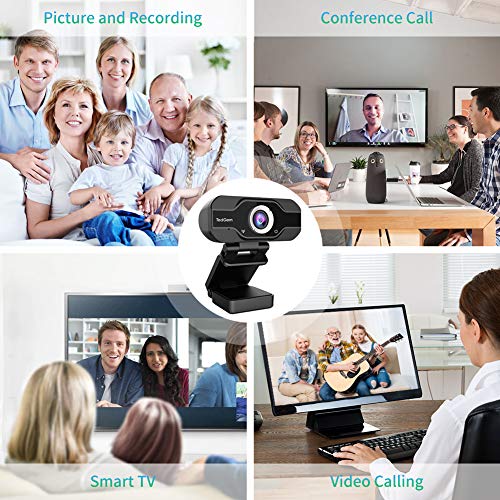 PC Webcam, TedGem 1080P Full HD Webcam USB Desktop & Laptop Webcam Live Streaming Webcam with Microphone Widescreen HD Video Webcam 90-Degree Extended View for Video Calling (HD Webcam)… (Black) - Thumbnail 7