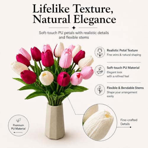 Image of Mandy's 20pcs Artificial Shades of Pink Tulips