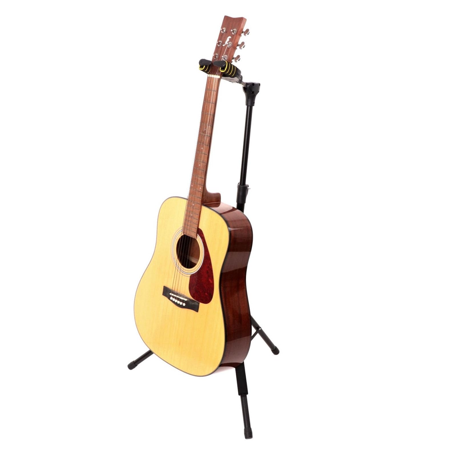 Eujgoov Regulowany Przenośny Stojak na Gitarę System Automatycznej Blokady Składany Statyw z regulacją Wysokości do Gitar, Basów, Ukulele, Stojaka Podłogowego, Metalu Odpornego na