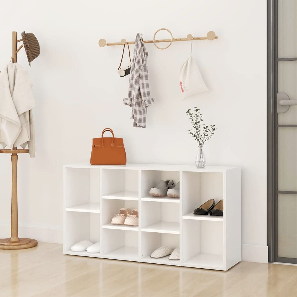 Scarpiera bianca, 103 x 30 x 54,5 cm, in legno, per corridoio, ingresso, soggiorno, cucina, camera da letto