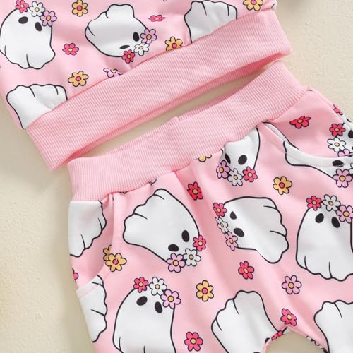 Toddler Baby Girl Halloween Outfit Long Sleeve Cute Print Sweatshirt Shirt Tops + Pants Fall Winter Clothes Set4