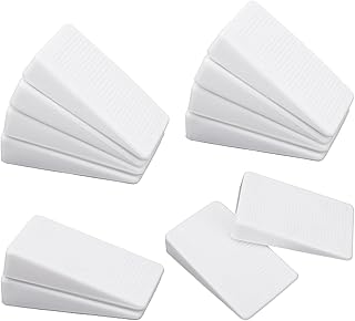 12pcs Furniture Leveling Shims, White PVC Table Wedges Stackable & Cuttable Furniture Levelers Toilet Shims for Wobbly Tables Beds Cabinets Home Improvement Essential
