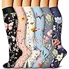 Bluemaple 6 Pack Copper Compression Socks for Women and Men Circulation-Best Support for Medical, Running,Nursing,Athletic
