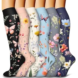 Bluemaple 6 Pack Copper Compression Socks for Women and Men Circulation-Best Support for Medical, Running,Nursing,Athletic