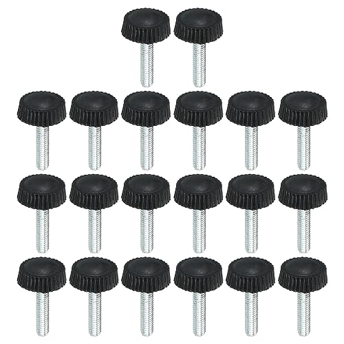 M4x18 mm ローレットつまみねじ 20個 オスネジ 丸型クランプネジノブ ハンドボルト 取付金具 照明家具金具用 黒