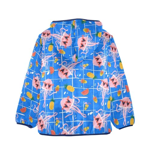 Tropical Cute Jellyfishes Girls Fleece Jacket Girls Fall Jacket Girls Zip Up Hoodie Girls Sherpa Jacket 2-10T2