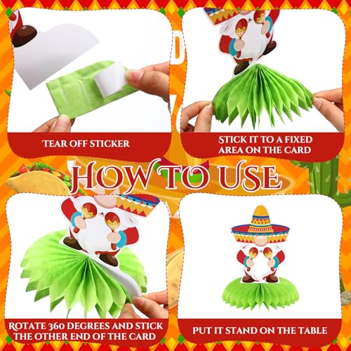 Image of 12 Pcs Cinco De Mayo Fiesta Honeycomb Table Centerpiece 7.3 Inch Mexican Party Decoration for Fiesta Mexican Themed Taco Party Birthday Day of The Dead Decor Supplies