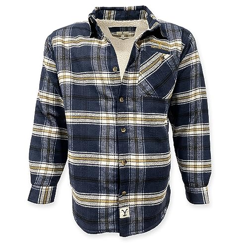 Image of Yellowstone Dutton Ranch Flannel Shirt Jacket w /Sherpa Lining