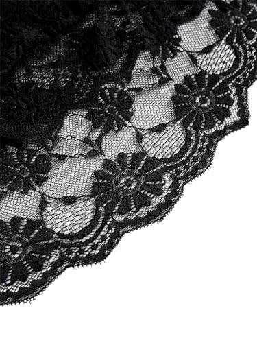Image of Lilosy Sexy Sheer Floral Lace Pajamas Lingerie Set High Waist Sleepwear Bra and Panty 2 Piece Nightwear