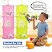 Hanging Mesh Space Saver Bags Organizer, Hatisan Foldable 3 Compartments Toy Storage Basket for Travel, Kids Room, Bathroom and Balcony - Portable & Practical (Yellow + Green + Blue + Purple)