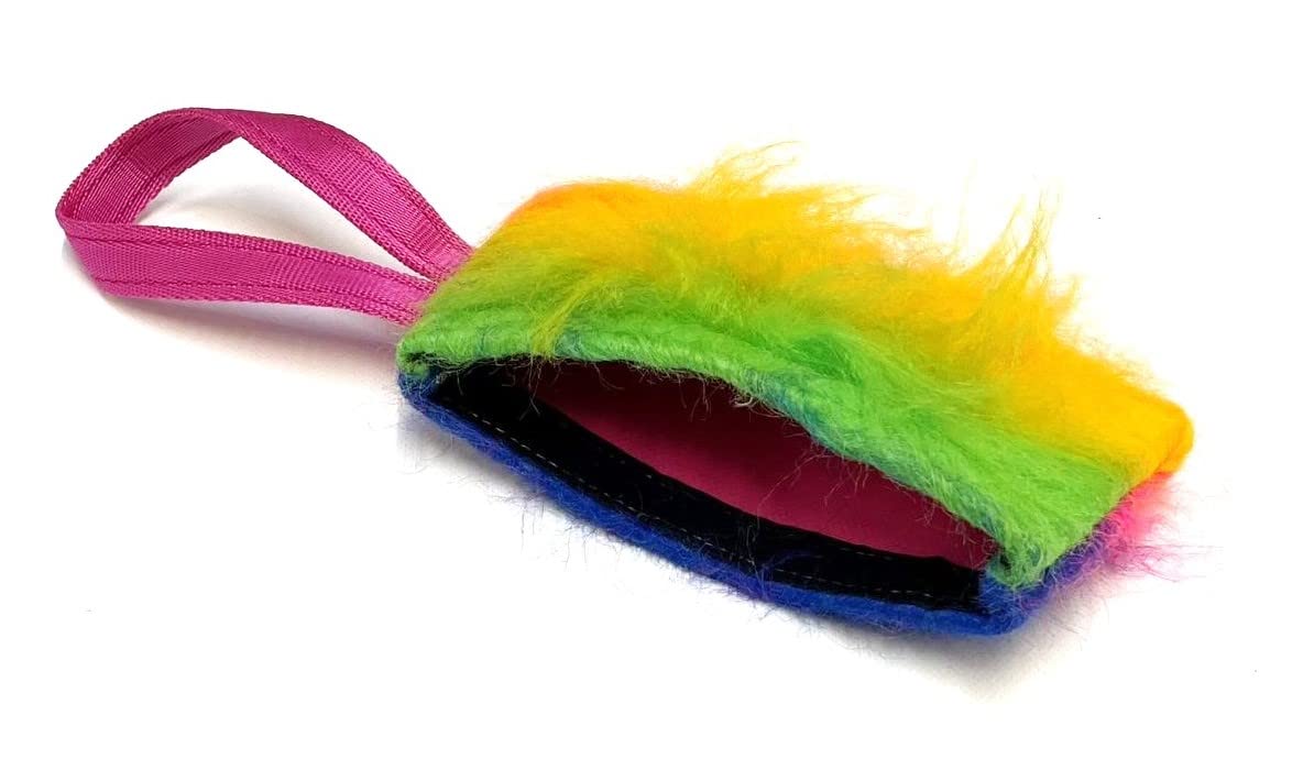 Church Products UK Dog Training Treat Bag Obedience Retrieve Furry Long Prey Dummy With Sewn In Squeaker 7" x 4" In (Rainbow)