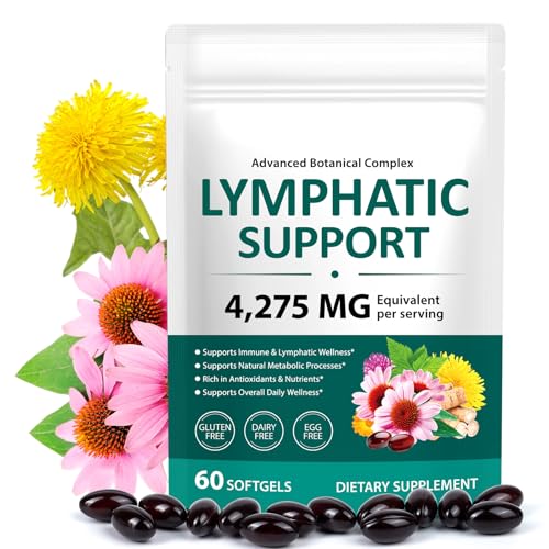 Lymphatic Support Supplement 60 Softgels Botanical Complex with Dandelion Burdock Root 21 Herbs for Immune Health and Overall Wellness Non-GMO